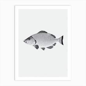 Coral Reef Fish Black & White Drawing Art Print