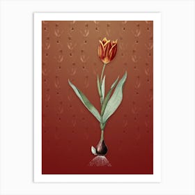 Vintage Tulip Botanical on Falu Red Pattern n.1949 Art Print