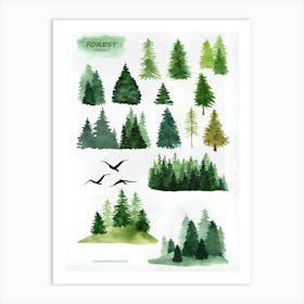 Watercolor Forest Art Print