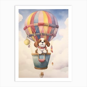 Baby Dog 4 In A Hot Air Balloon Art Print