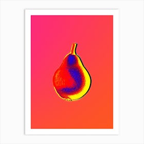 Neon Pear Botanical in Hot Pink and Electric Blue Art Print