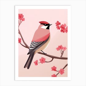 Minimalist Cedar Waxwing 3 Illustration Art Print