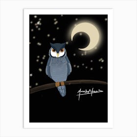 Owl At Night Art Print