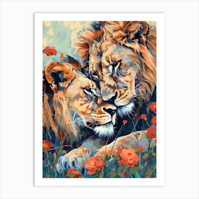 Southwest African Lion Rituals Fauvist Painting 4 Art Print