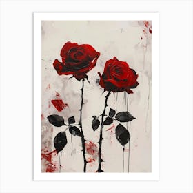 Two Red bloody Roses Art Print