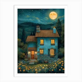 House At Night Art Print