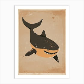 Cute Shark Beige Background 1 Art Print