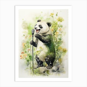 Panda Art Performing Stand Up Comedy Watercolour 1 Art Print
