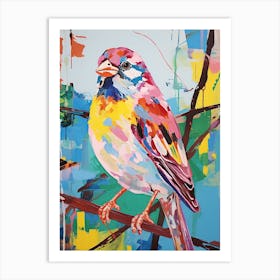 Colourful Bird Painting House Sparrow 3 Art Print