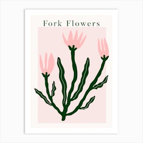 Fork Flowers Green Art Print