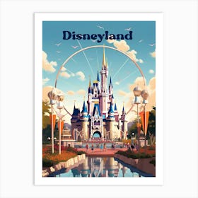 Disneyland Theme Park Cinderella Castle Travel Art Illustration Art Print