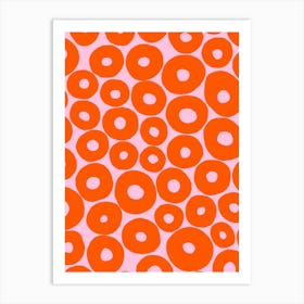 Pink And Orange Abstract Circles Art Print