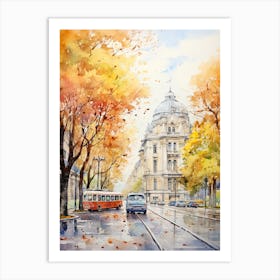 Bucharest Romania In Autumn Fall, Watercolour 1 Art Print