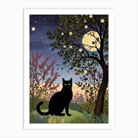 William Morris Cat In The Moonlight 29 Art Print