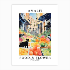 Food Market With Cats In Amalfi 3 Poster Art Print