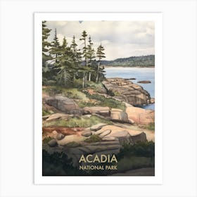 Acadia National Park Watercolour Vintage Travel Poster 1 Art Print