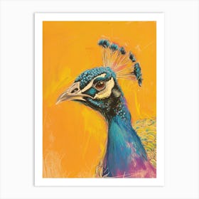 Peacock Portrait Sketch 1 Art Print