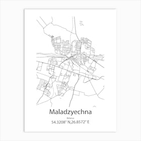 Maladzyechna,Belarus Minimalist Map Art Print