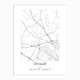 Orvault,France Minimalist Map Art Print