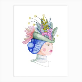 Woman With Leo Hat Art Print