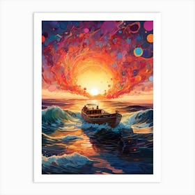 Sunset Boat Art Print