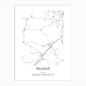 Neuhof,Germany Minimalist Map Art Print