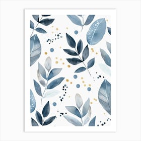 Watercolor Leaves Pattern 2 Art Print