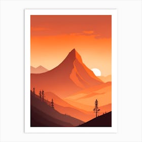 Misty Mountains Vertical Composition In Orange Tone 95 Art Print