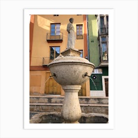 Fountain in the town Art Print