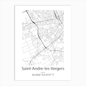 Saint Andre Les Vergers,France Minimalist Map Art Print