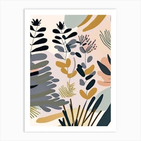 Running Pine Wildflower Modern Muted Colours 1 Art Print