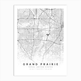 Grand Prairie Texas USA White Map Art Print