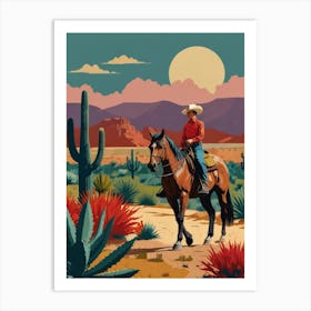 Cowboy In The Desert 2 Art Print