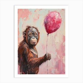 Cute Orangutan 2 With Balloon Art Print