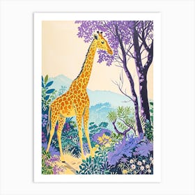 Sweet Giraffe Colourful Illustration 3 Art Print