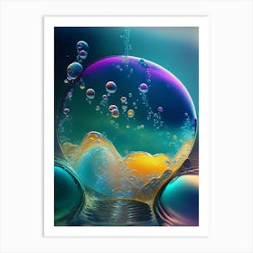 Bubbles In Water Water Waterscape Crayon 1 Art Print