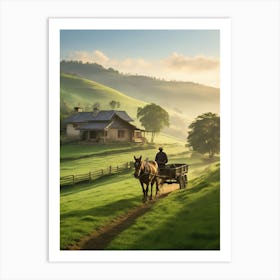 Horse Drawn Wagon In The Countryside Art Print