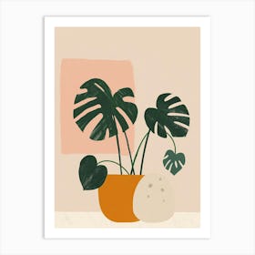 Swiss Cheese Plant Minimalist Illustration 3 Art Print