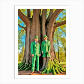 Two Men Standing Under A Tree 3 Art Print