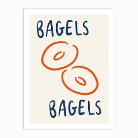 Bagels Bagels blue and orange kitchen Art Print