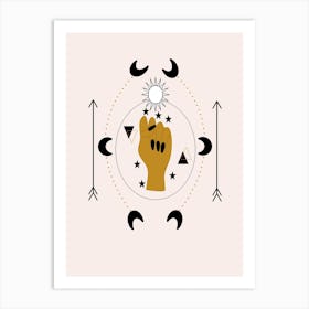 Hand And Celestial Elements Art Print