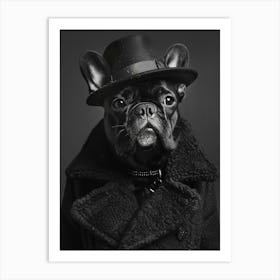 French Bulldog wearing clothes and hat Art Print