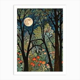 William Morris Moonlight In The Forest 70 Art Print