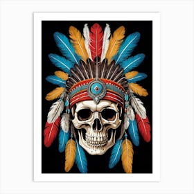 Skull Indian Headdress (32) Art Print
