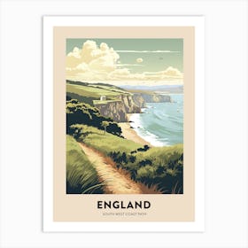 South West Coast Path England 4 Vintage Hiking Travel Poster Art Print