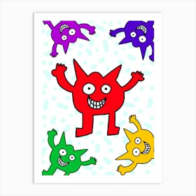 Multi coloured Monsters Art Print