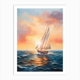 Sailboat At Sunset Art Print