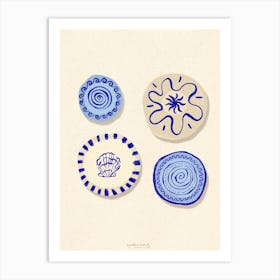 Blue Plates Art Print