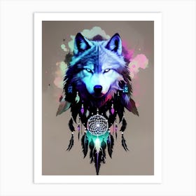 Dreamcatcher Wolf 4 Art Print