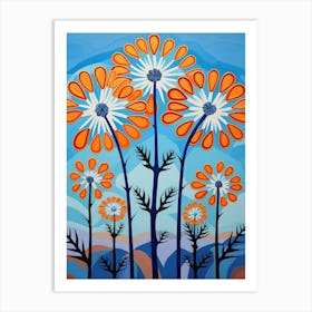 Flower Motif Painting Agapanthus Art Print